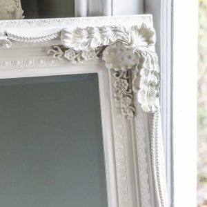 White Carved Leaner Mirror Large