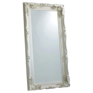 White Carved Leaner Mirror Large