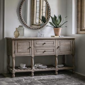 2 door 2 drawer marble inlay Sideboard with shelf