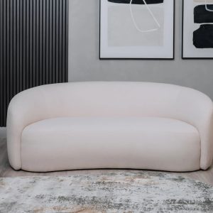 Cream Boucle 3 Seater Sofa (Curve)