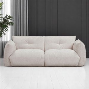 Neutral Upholstered Cream 3 Seater Sofa