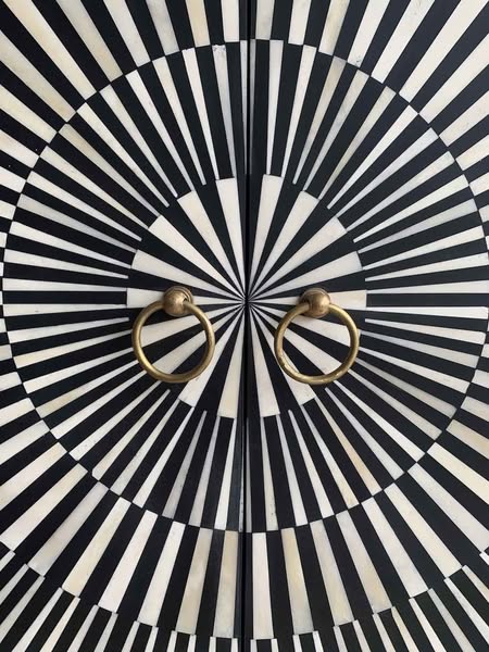 bone inlay black and white cabinet