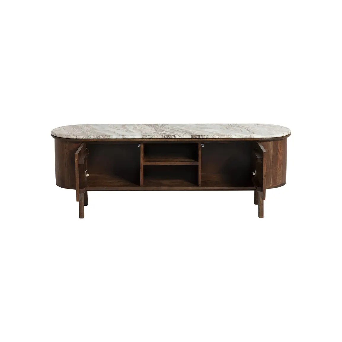 marble and acacia wood media cabinet