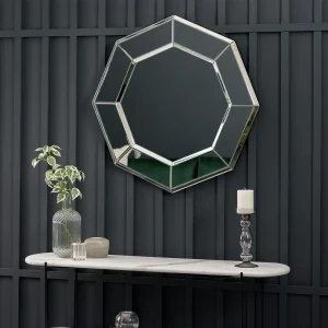 bevelled octagonal glass wall mirror