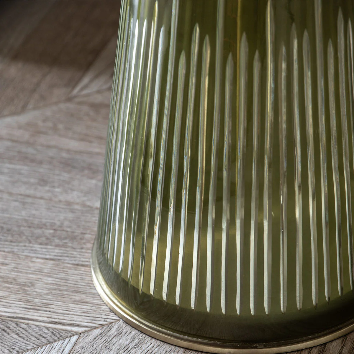 green and white glass and marble side table