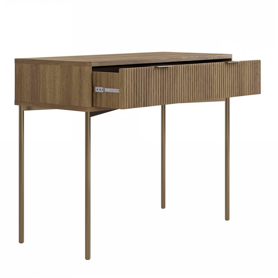 wood-effect dressing table with gold-tone legs