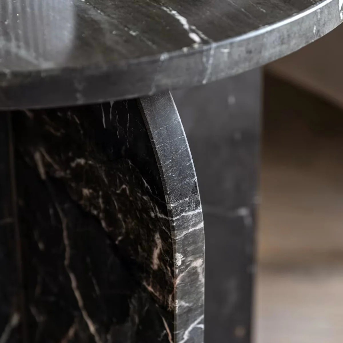 solid black marble side table