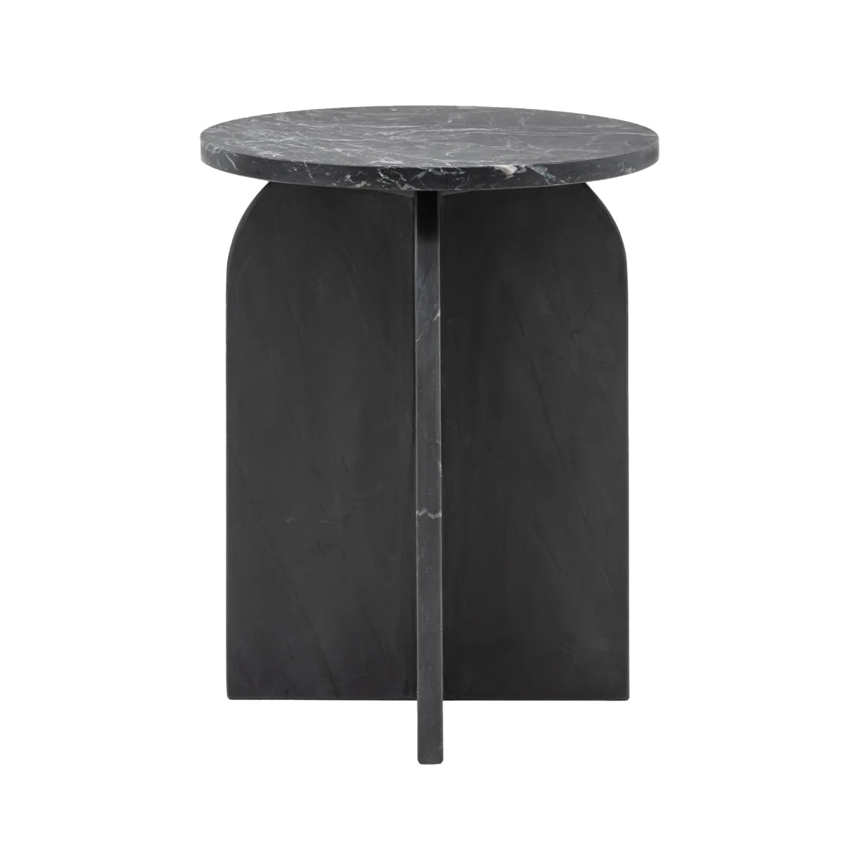 solid black marble side table