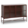 industrial sideboard with metal frame and fluted glass. 4 doors. 2 shelves.
