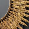 Ornate wall hanging mirror with aged gold finish