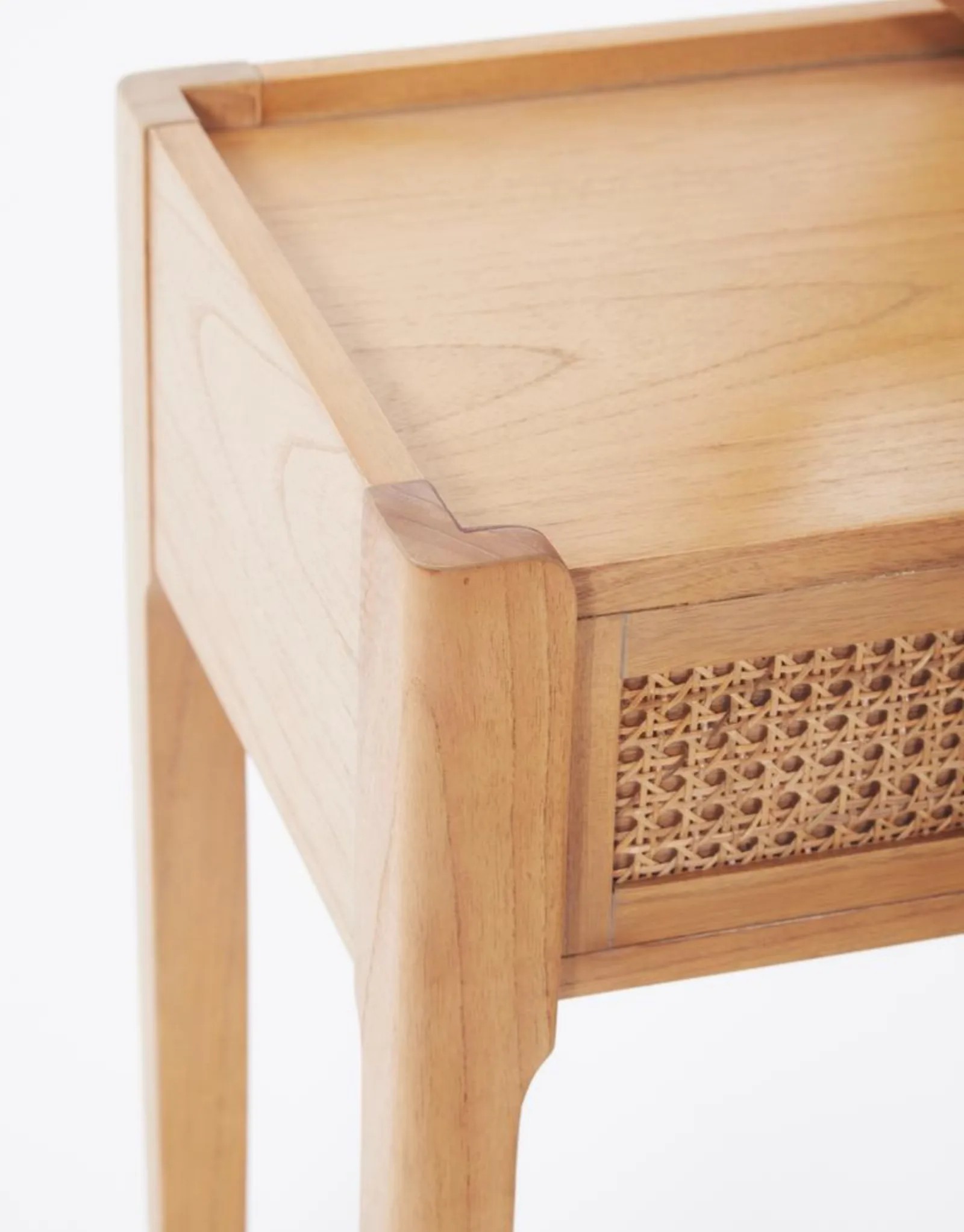 Wood and Rattan Dressing Table, Mirror and Stool