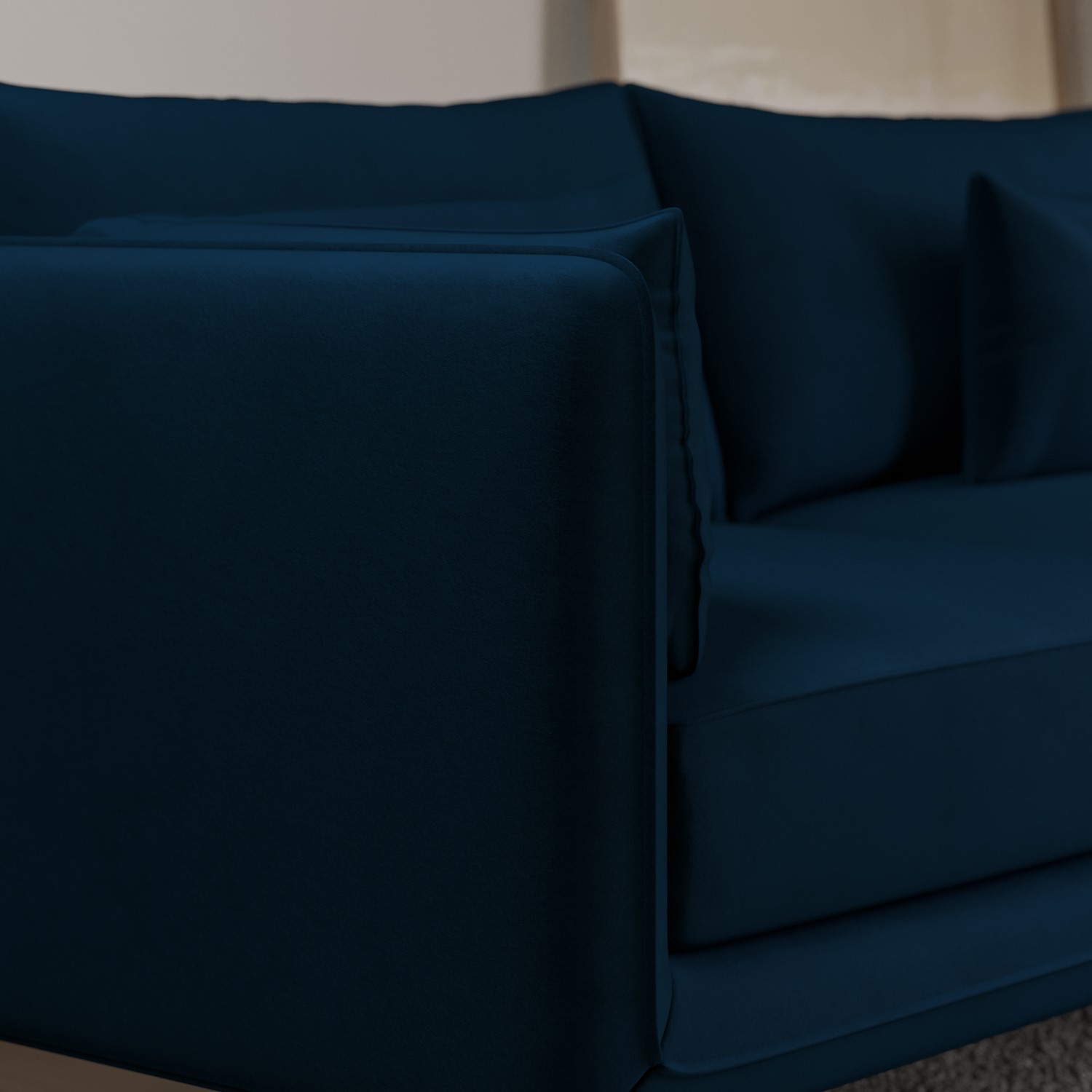 Navy Velvet 3-Seater Sofa