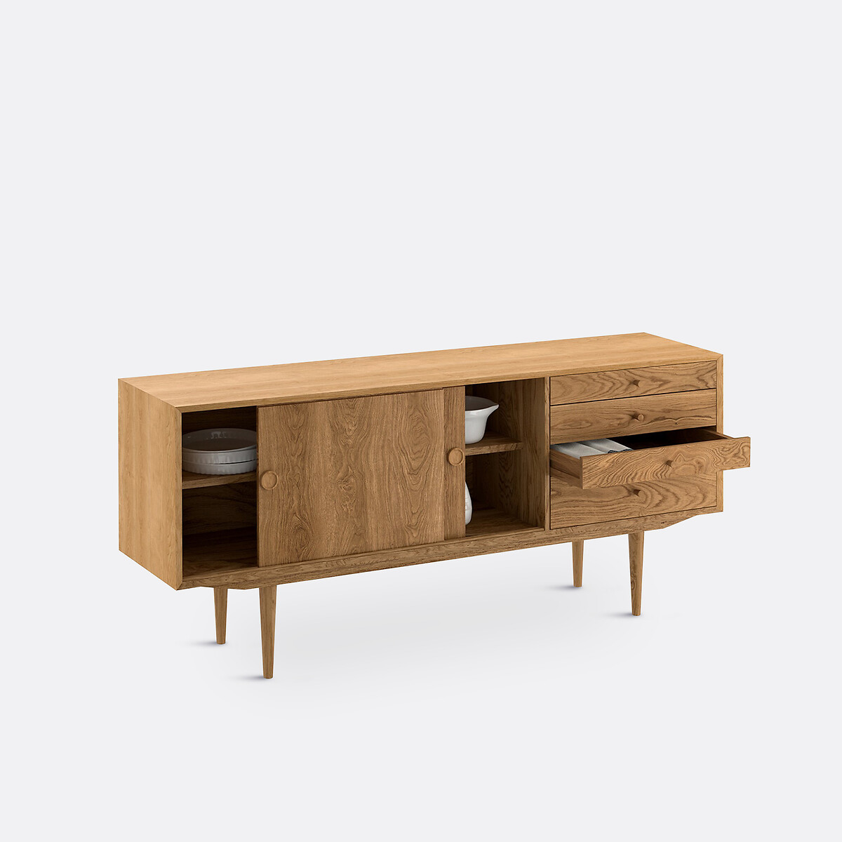 Mid century oak sideboard 2 doors, 4 drawers