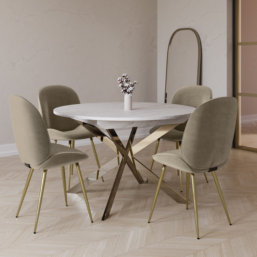 white marble effect extendable dining table. seats 4-6