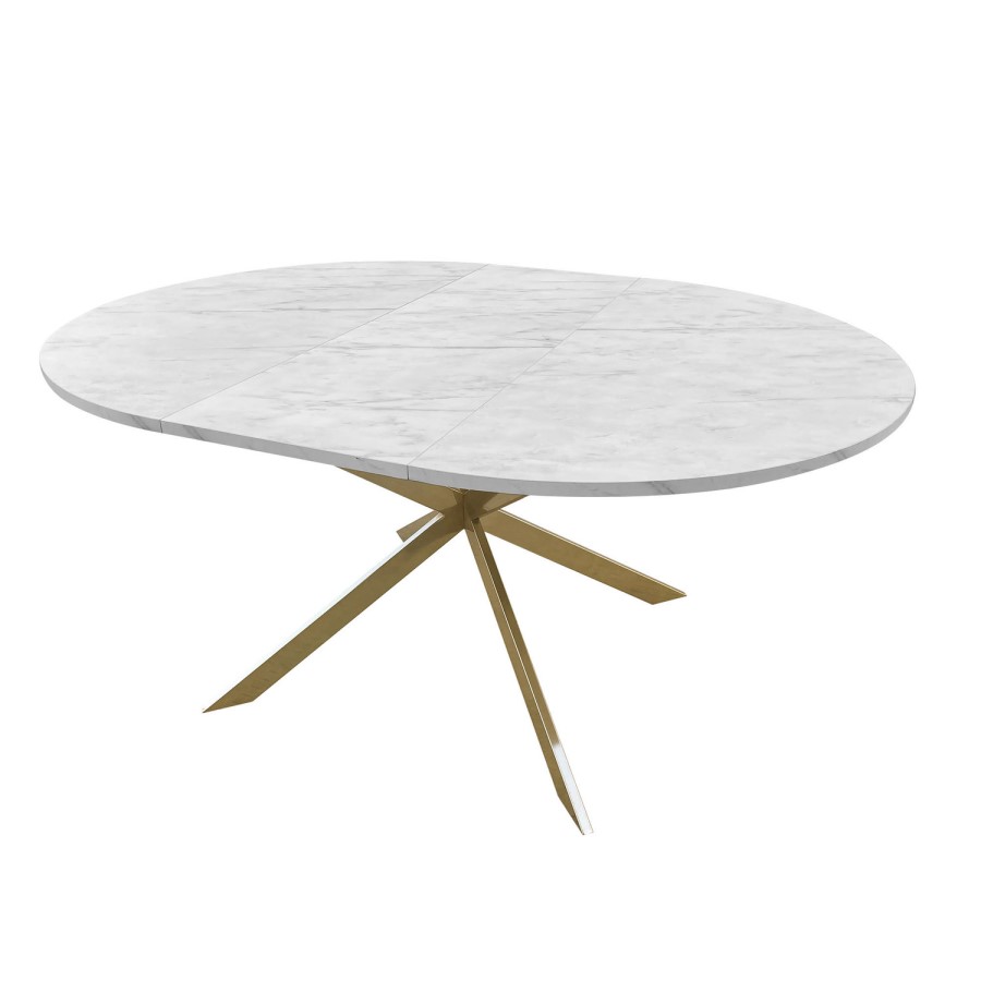white marble effect extendable dining table. seats 4-6