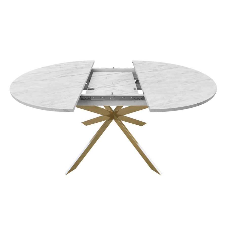 white marble effect extendable dining table. seats 4-6