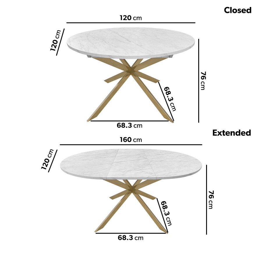 white marble effect extendable dining table. seats 4-6