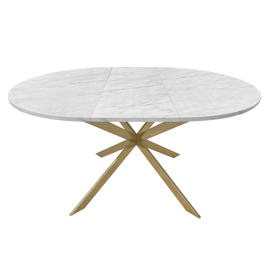 white marble effect extendable dining table. seats 4-6