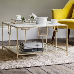 Marble and brass coffee table