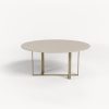 Maple wood and gold brass dining table. Seats 4-6.