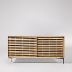 Weaving Mango Wood Sideboard by Swoon Editions — natural woven front detail