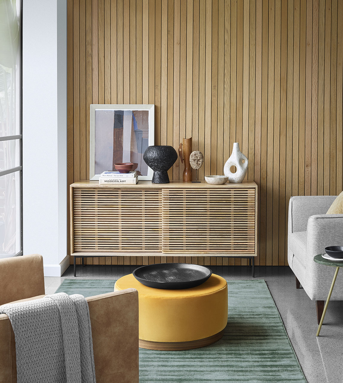 Swoon Editions Weaving Cabinet_3 Weaving Mango Wood Sideboard by Swoon Editions — natural woven front detail