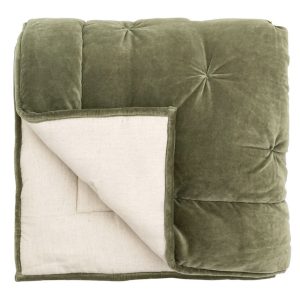 Opulent Velvet Bedspread | Olive Green Large